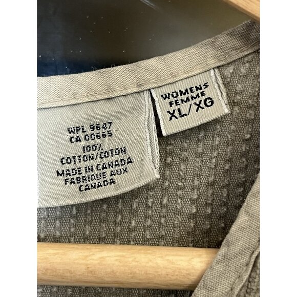 Vintage Eddie Bauer Corduroy Midi Shirt Dress Womens Grey Green size XL.    Hh - Picture 4 of 7